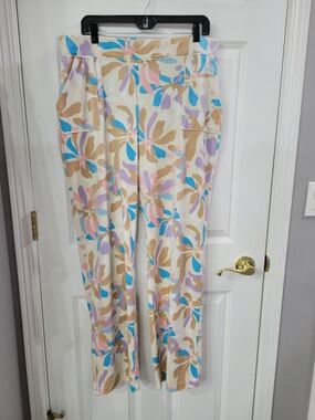 Juicy Couture Cream Floral Wide-Leg Pants with Pastel Accents XXL